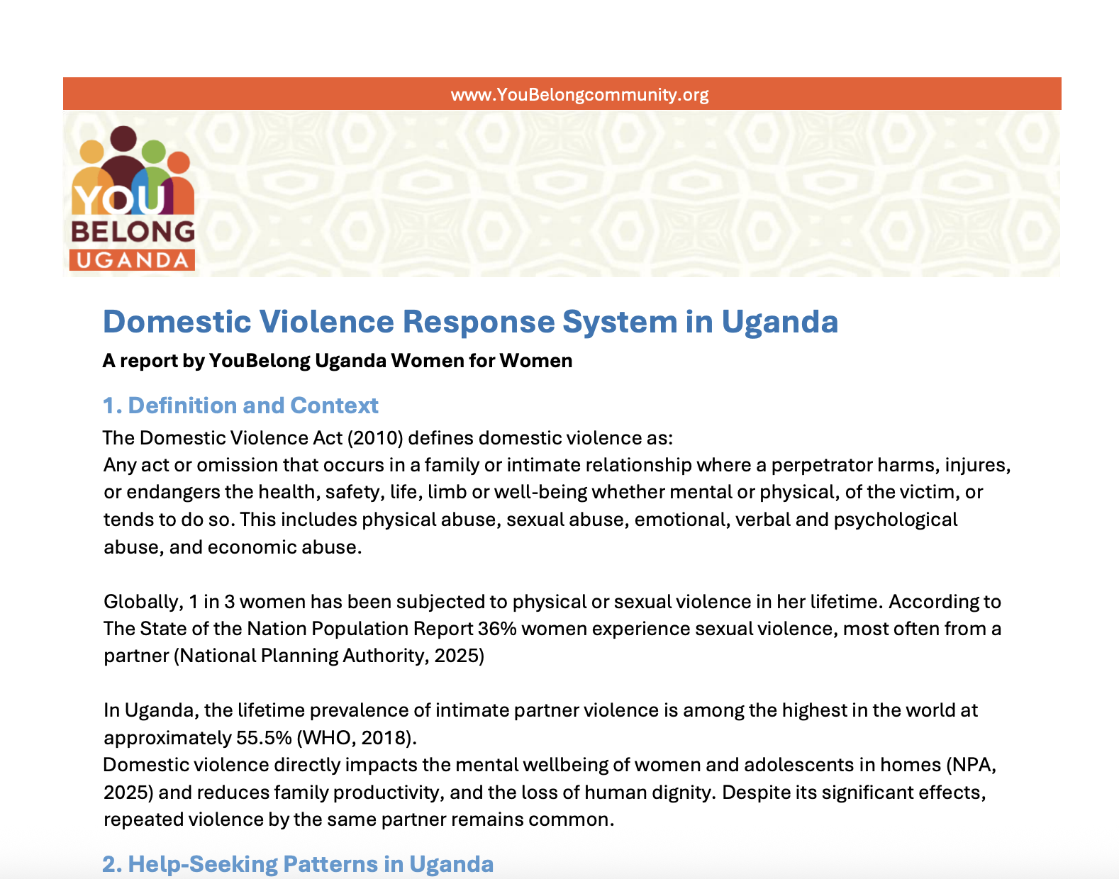 Domestic Violence Response System in Uganda