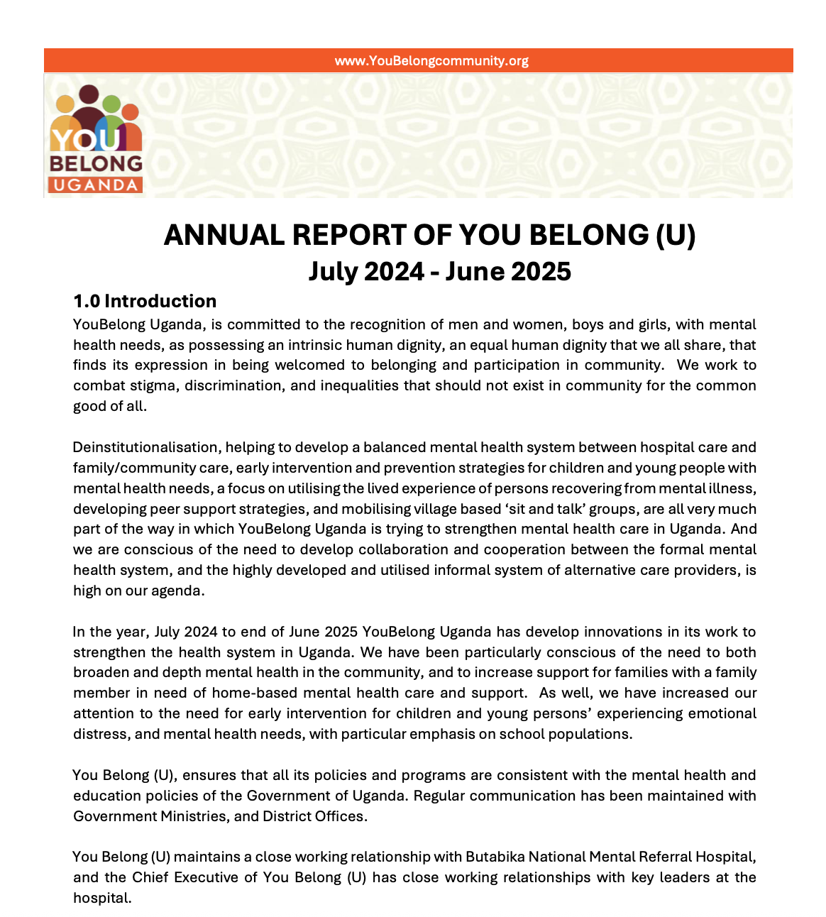 YouBelong Uganda 2024-2025 Annual Report